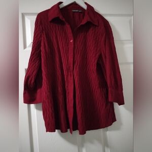 Apt. 9 Elegant Burgundy Women's Vintage Crinkle Blouse- Size: 1X